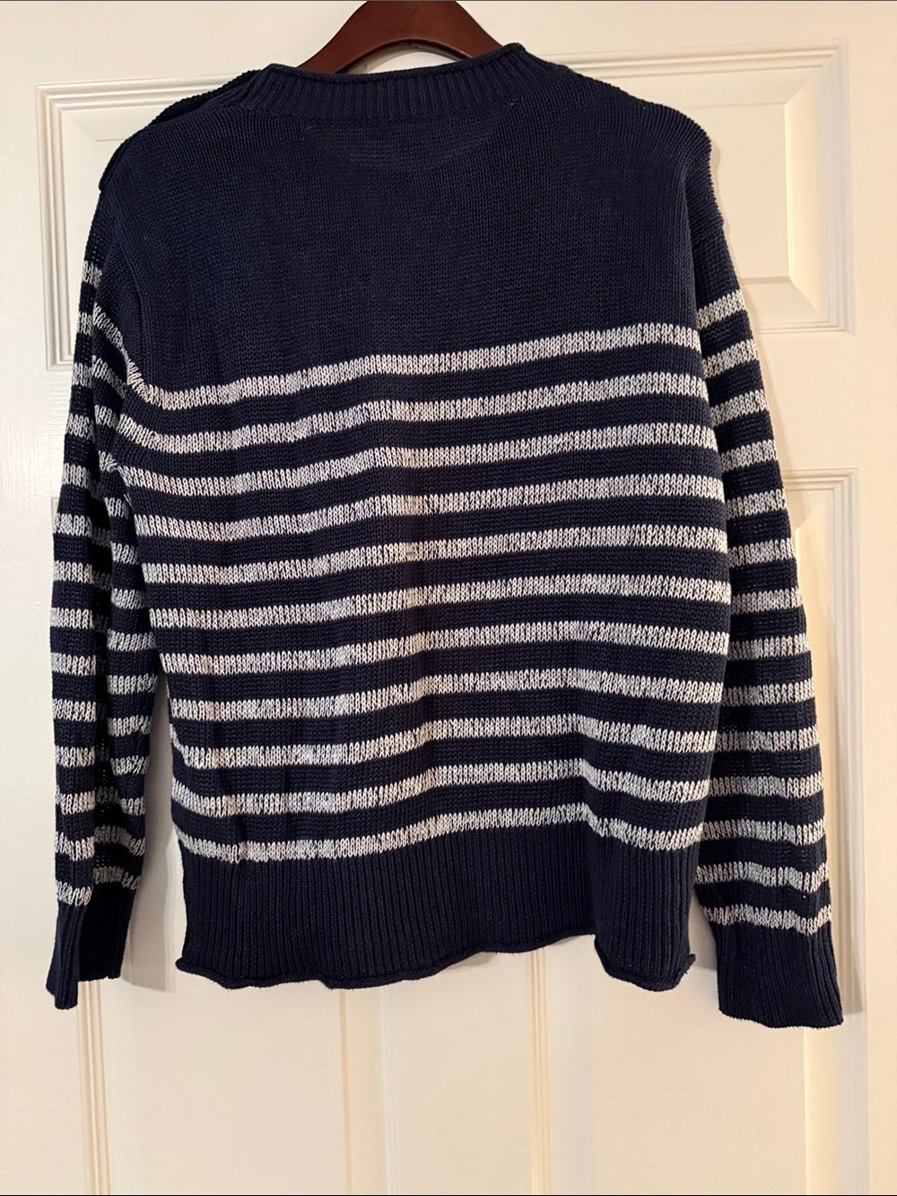J. Crew navy and white roll neck sweater size medium